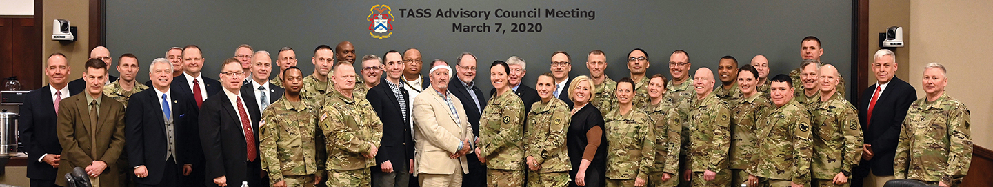 Group photos of the attendees at the March 7, 2020, TACM in the Arnold Conference Room of the Lewis and Clark Center on Fort Leavenworth.
