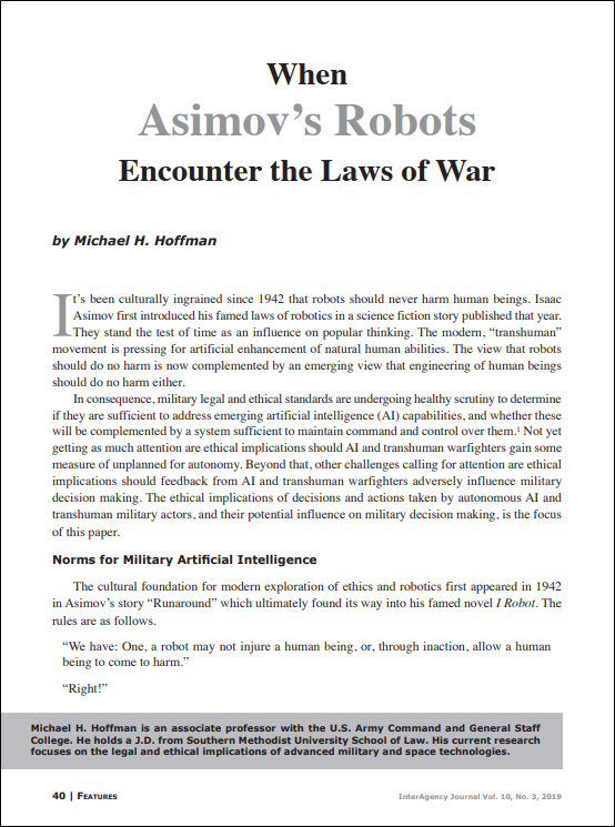 Featured Article: When Asimov's Encounter the Laws of War - The Simons Center : Simons Center