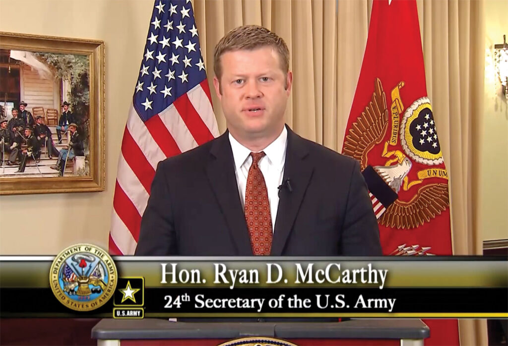 Secretary of the Army Ryan McCarthy delivers remarks during the virtual graduation ceremony on June 12, 2020, for the CGSOC Class of 2020.