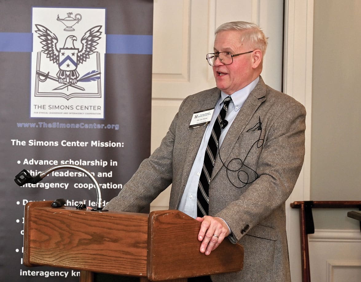ARNSF OCT w Jonathan M. House, Ph.D., professor emeritus of the U.S. Army Command and General Staff College at Fort Leavenworth, Kansas, provides a presentation on the Cold War during the Arter-Rowland National Security Forum luncheon event on Oct. 17, 2024, at the Carriage Club in Kansas City.