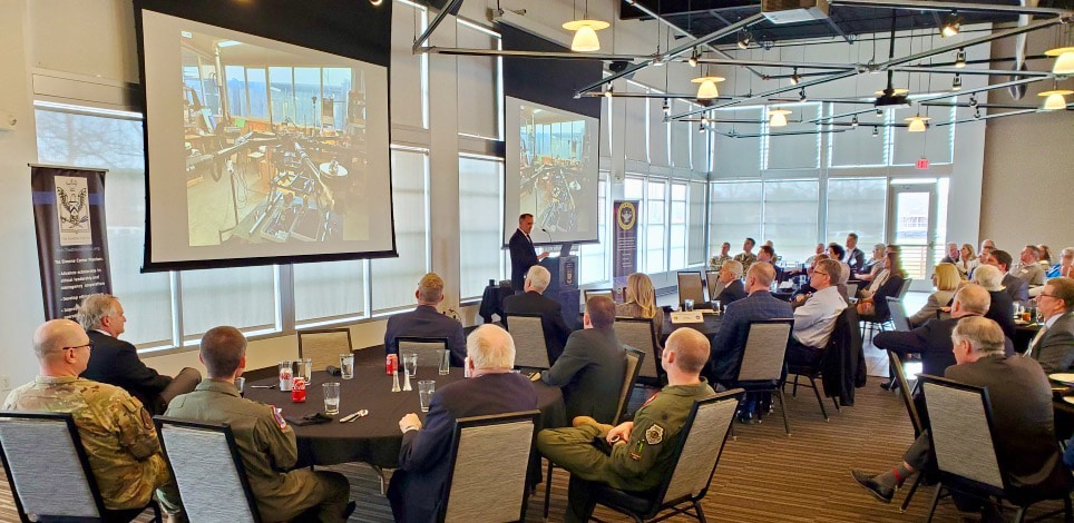 DMNSF w Paul Schwennesen, Ph.D., defense analyst, provides a presentation entitled "Ukraine’s Fight — and What We Can Learn" during the Des Moines National Security Forum at the Des Moines Embassy Club West in West Des Moines, Iowa on April 3, 2025.