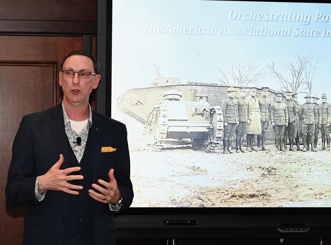 DSS w Col. Nathan K. Finney, director of the Commander’s Initiative Group for the U.S. Army Western Hemisphere Command, delivers a presentation on his recently published book, "Orchestrating Power," during the Distinguished Speaker Series event hosted by the CGSC Foundation and Alumni Association and its Simons Center at the Lewis and Clark Center on Fort Leavenworth, Kansas on June 17, 2026.